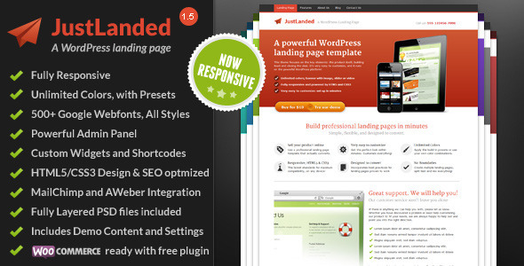JustLanded Preview Wordpress Theme - Rating, Reviews, Preview, Demo & Download