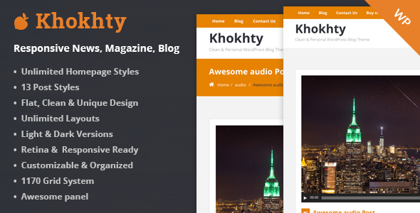 Khokhty Preview Wordpress Theme - Rating, Reviews, Preview, Demo & Download