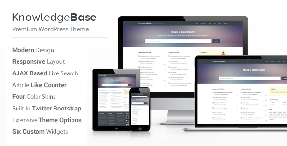 Knowledge Base Preview Wordpress Theme - Rating, Reviews, Preview, Demo & Download