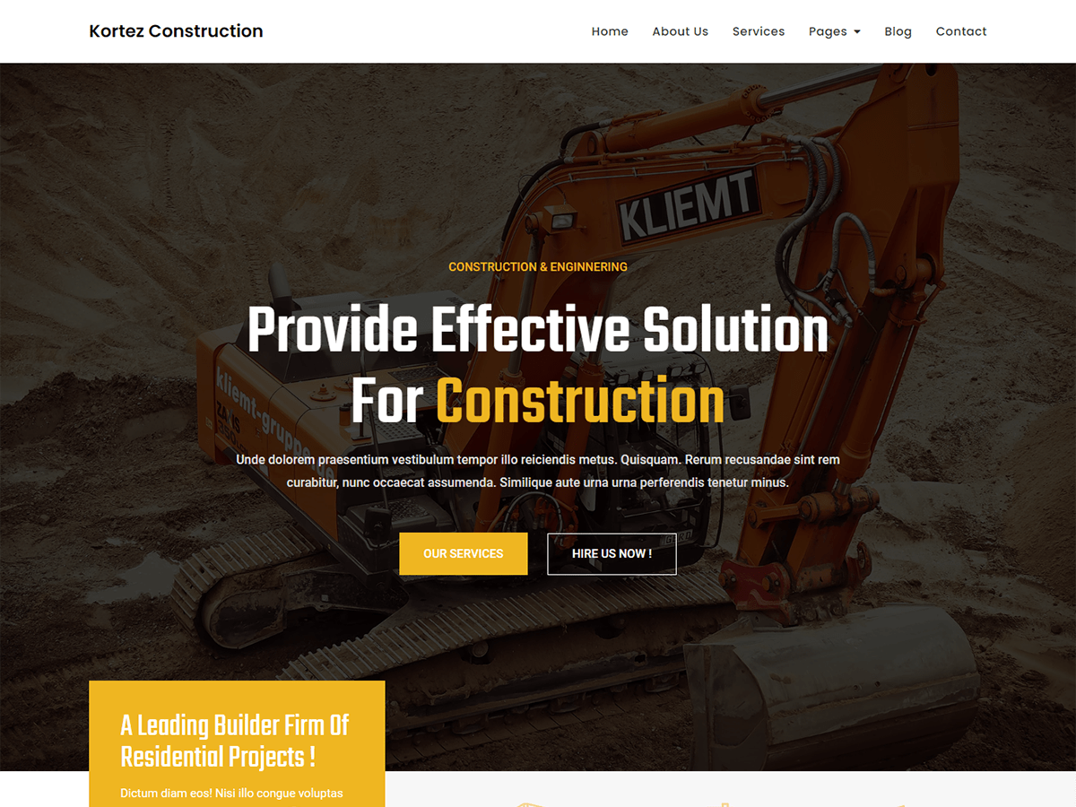 Kortez Construction Preview Wordpress Theme - Rating, Reviews, Preview, Demo & Download