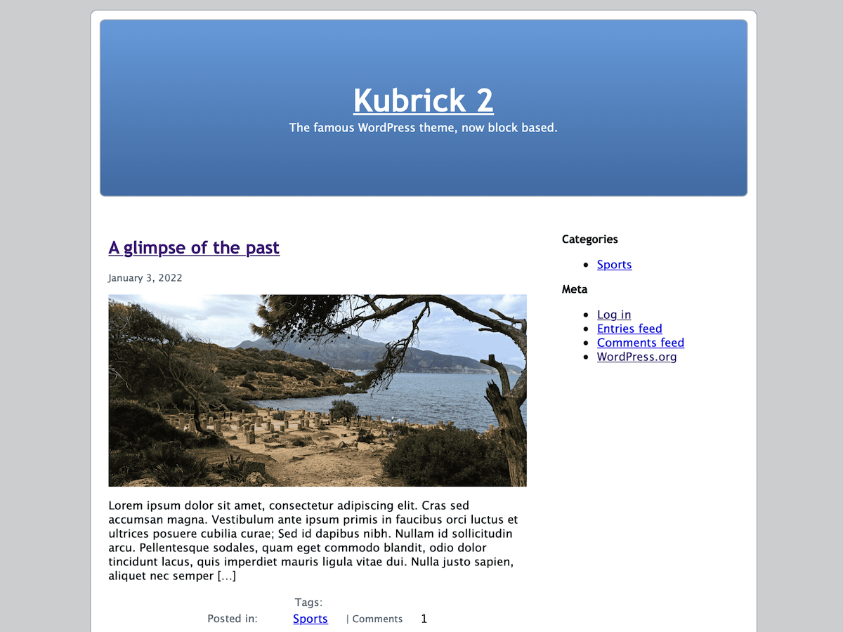 Kubrick2 Preview Wordpress Theme - Rating, Reviews, Preview, Demo & Download
