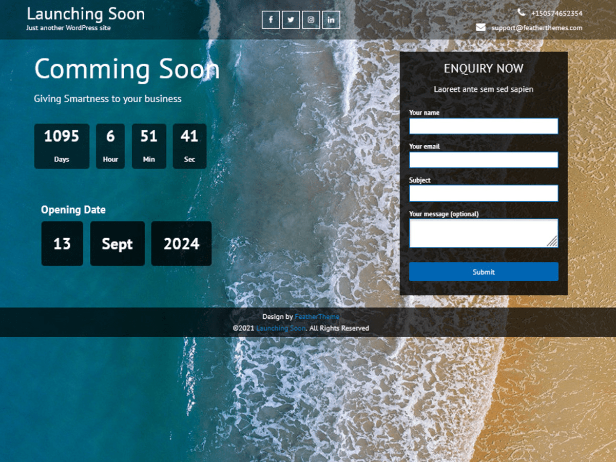 Launching Soon Preview Wordpress Theme - Rating, Reviews, Preview, Demo & Download