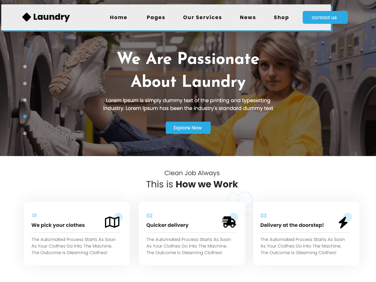 Laundry Services Preview Wordpress Theme - Rating, Reviews, Preview, Demo & Download
