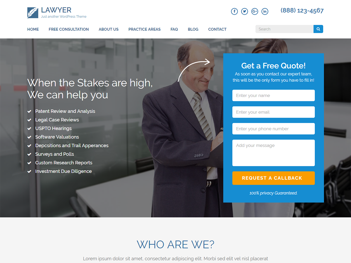 Lawyer Landing Preview Wordpress Theme - Rating, Reviews, Preview, Demo & Download