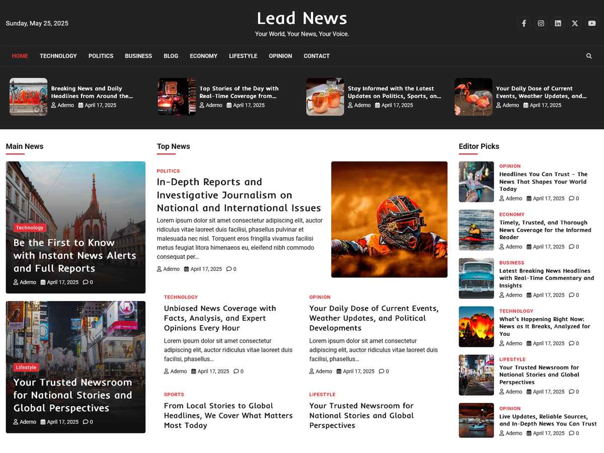 Lead News Preview Wordpress Theme - Rating, Reviews, Preview, Demo & Download