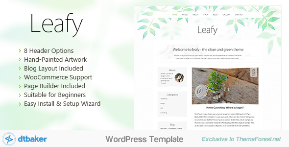 Leafy Minimal Preview Wordpress Theme - Rating, Reviews, Preview, Demo & Download