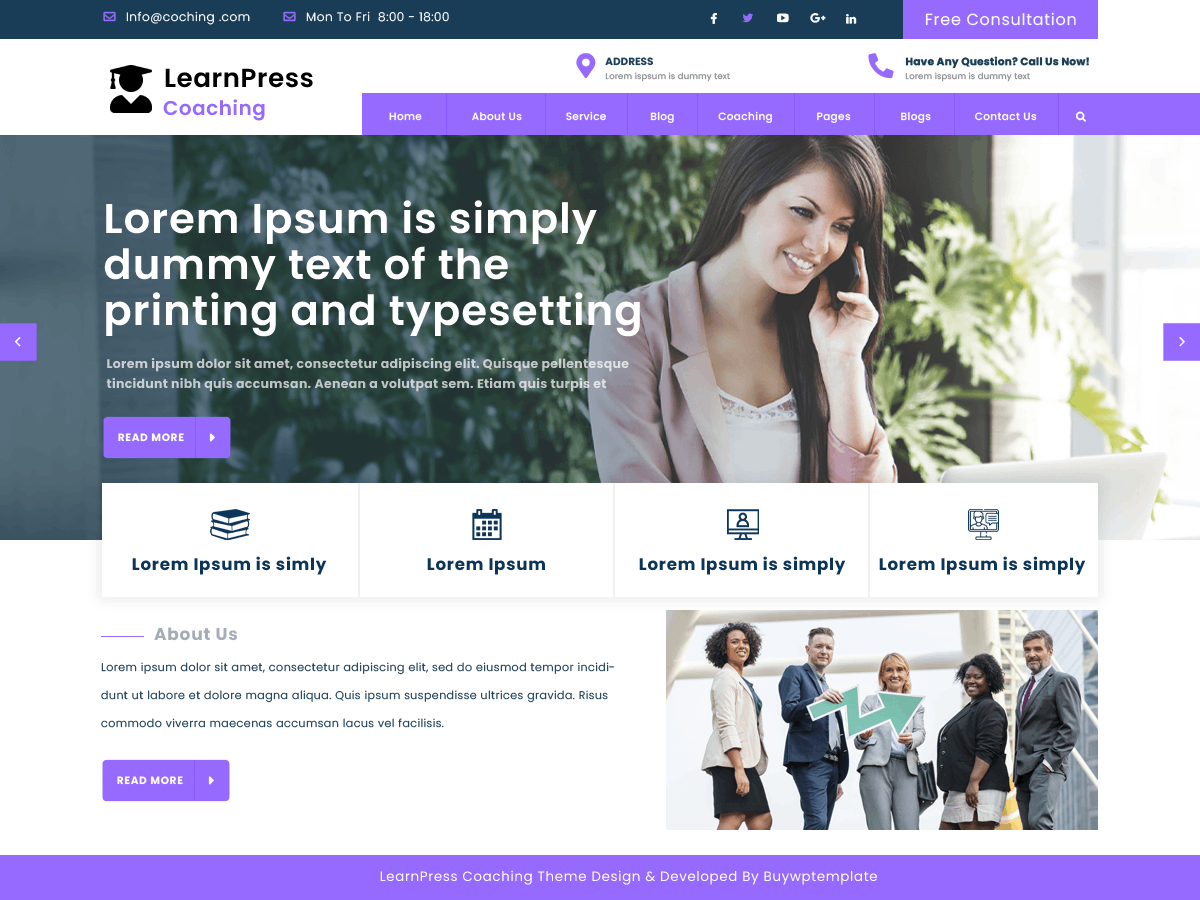 LearnPress Coaching Preview Wordpress Theme - Rating, Reviews, Preview, Demo & Download