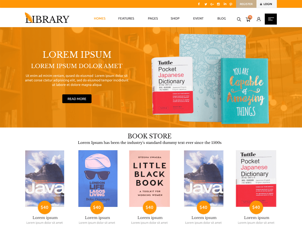 Library Bookstore Preview Wordpress Theme - Rating, Reviews, Preview, Demo & Download