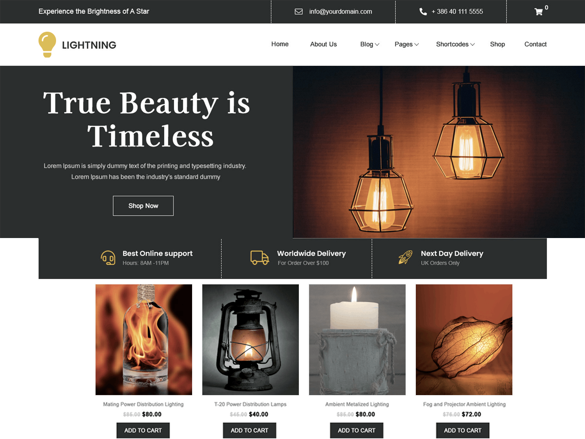Lighting Store Preview Wordpress Theme - Rating, Reviews, Preview, Demo & Download