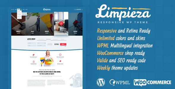 Limpieza Cleaning Preview Wordpress Theme - Rating, Reviews, Preview, Demo & Download