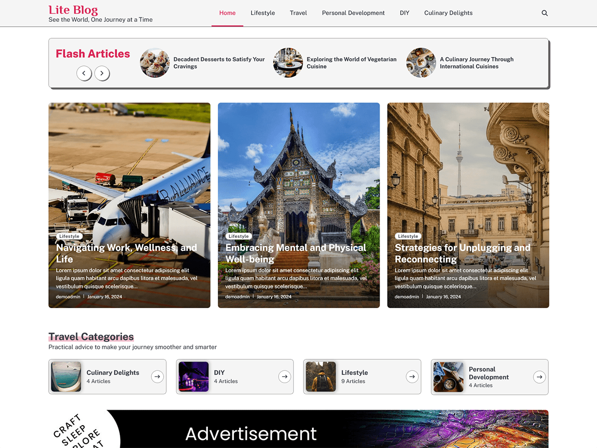 Lite Blog Preview Wordpress Theme - Rating, Reviews, Preview, Demo & Download