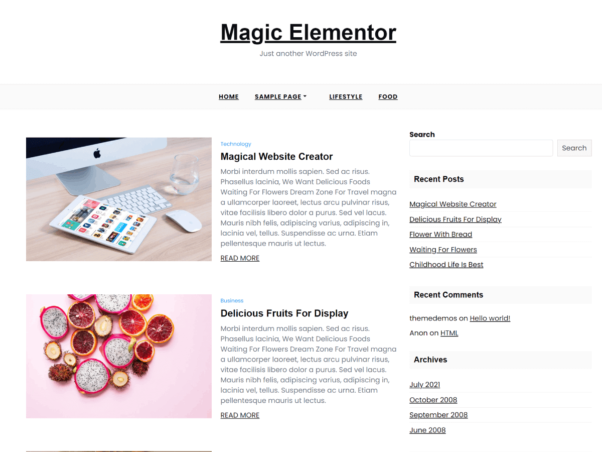 Magic Elementor Preview Wordpress Theme - Rating, Reviews, Preview, Demo & Download