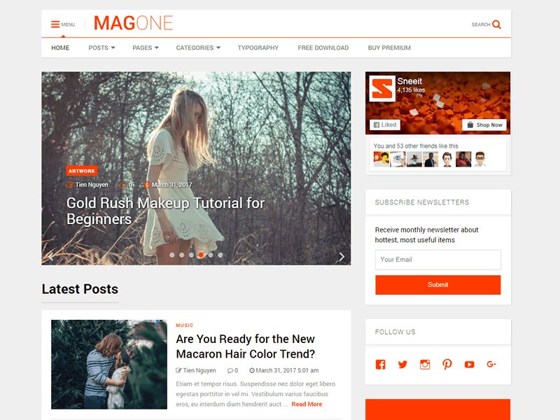 MagOne Lite Preview Wordpress Theme - Rating, Reviews, Preview, Demo & Download