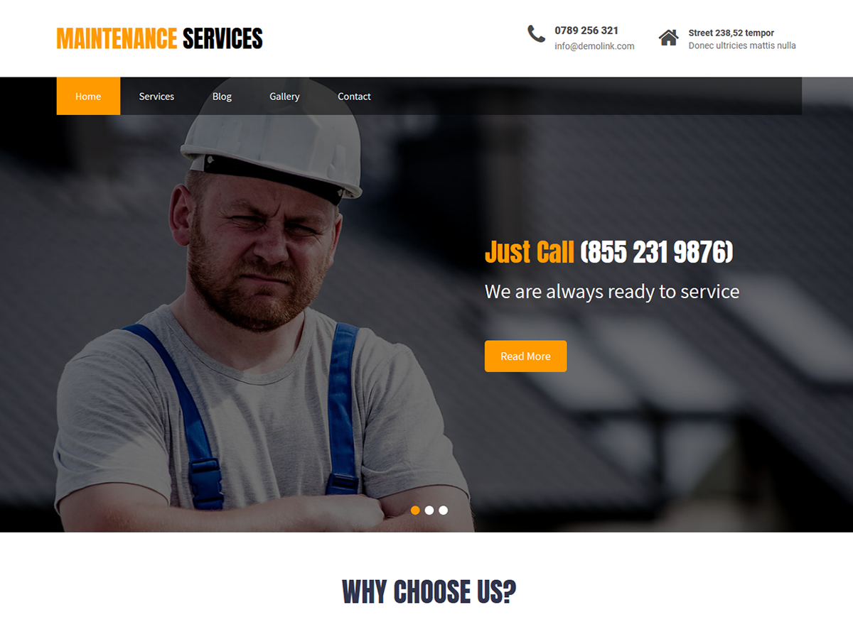 Maintenance Services Preview Wordpress Theme - Rating, Reviews, Preview, Demo & Download