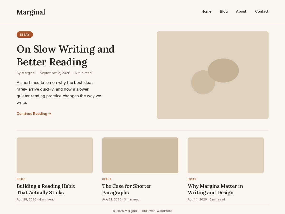 Marginal Preview Wordpress Theme - Rating, Reviews, Preview, Demo & Download