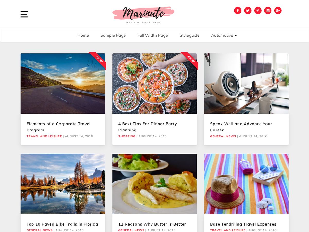 Marinate Preview Wordpress Theme - Rating, Reviews, Preview, Demo & Download