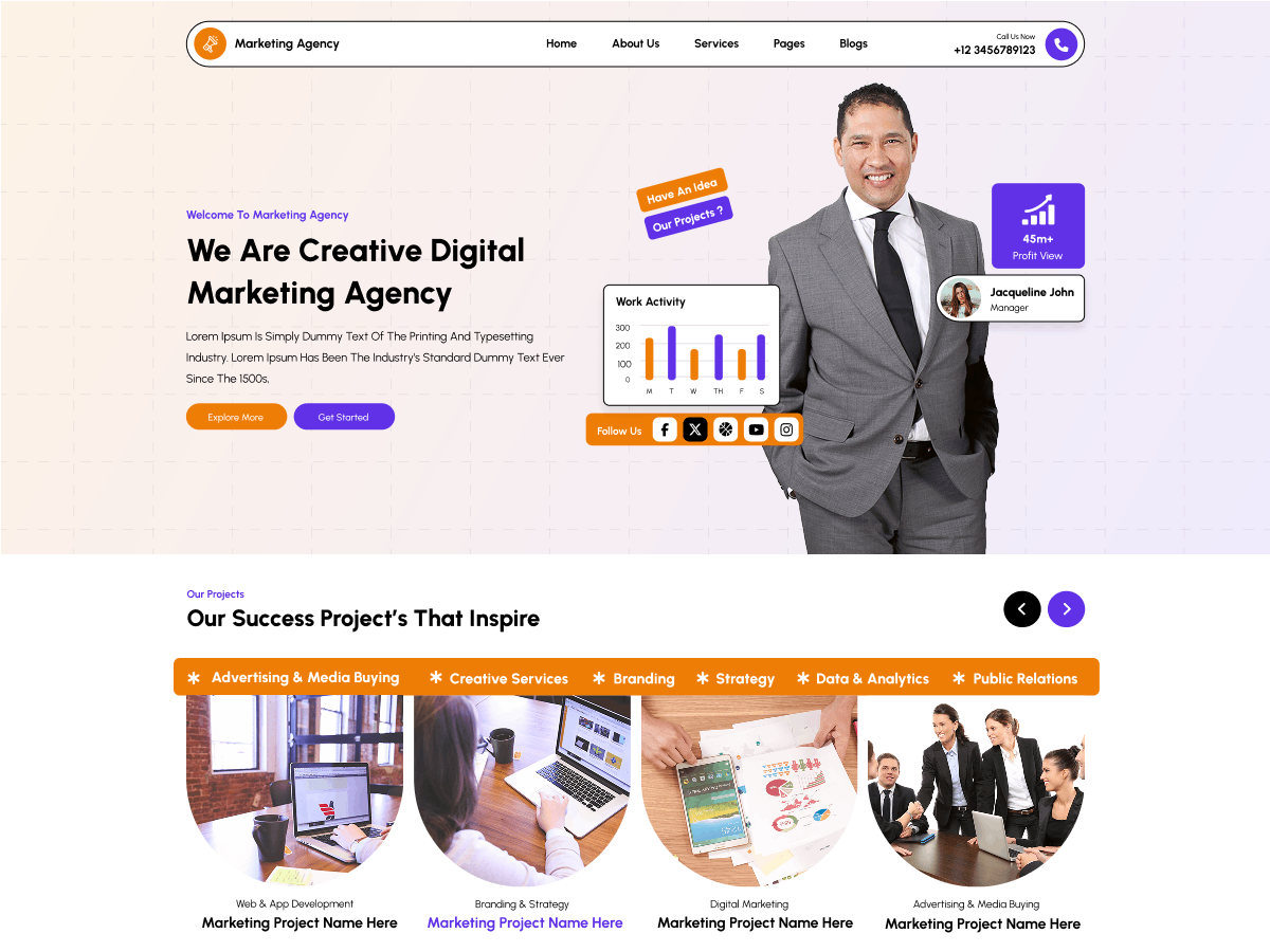 Marketing Firm Preview Wordpress Theme - Rating, Reviews, Preview, Demo & Download