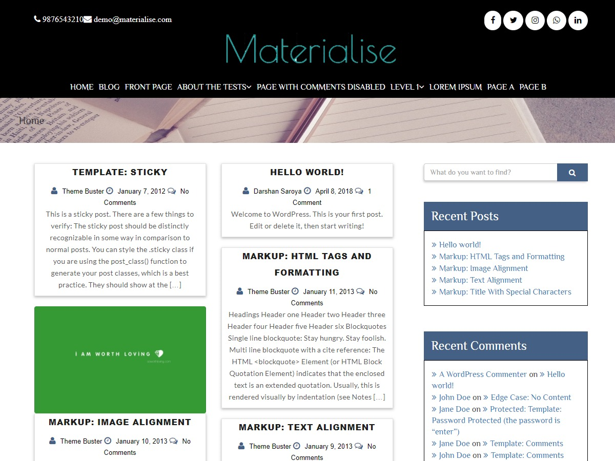 Materialise Preview Wordpress Theme - Rating, Reviews, Preview, Demo & Download