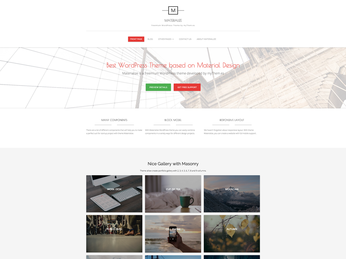 Materialize Preview Wordpress Theme - Rating, Reviews, Preview, Demo & Download