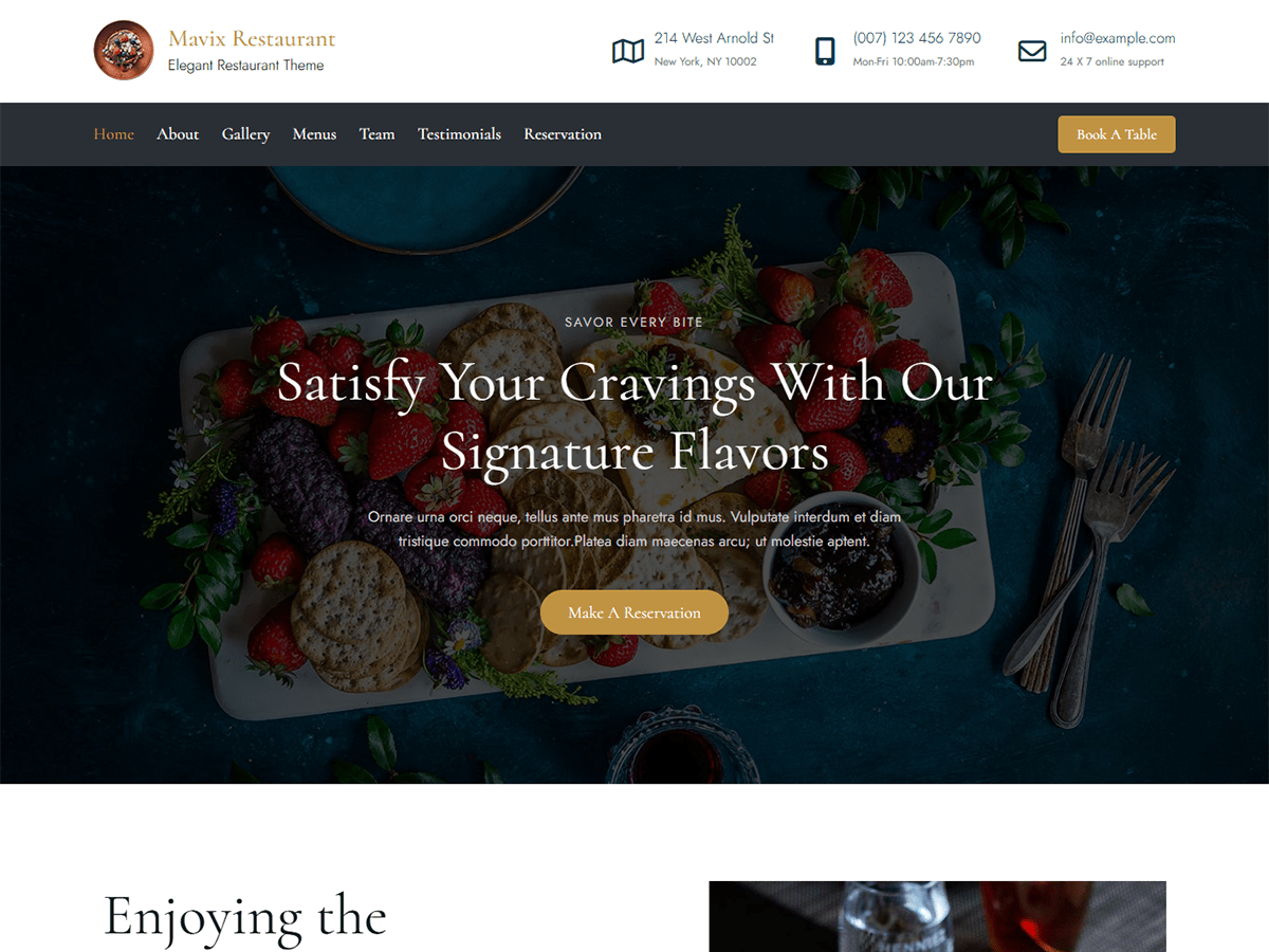 Mavix Restaurant Preview Wordpress Theme - Rating, Reviews, Preview, Demo & Download