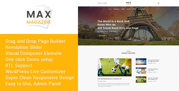 Max Magazine Preview Wordpress Theme - Rating, Reviews, Preview, Demo & Download