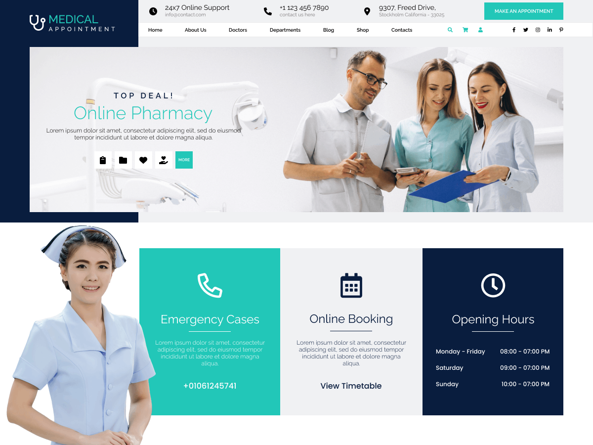 Medical Appointment Preview Wordpress Theme - Rating, Reviews, Preview, Demo & Download
