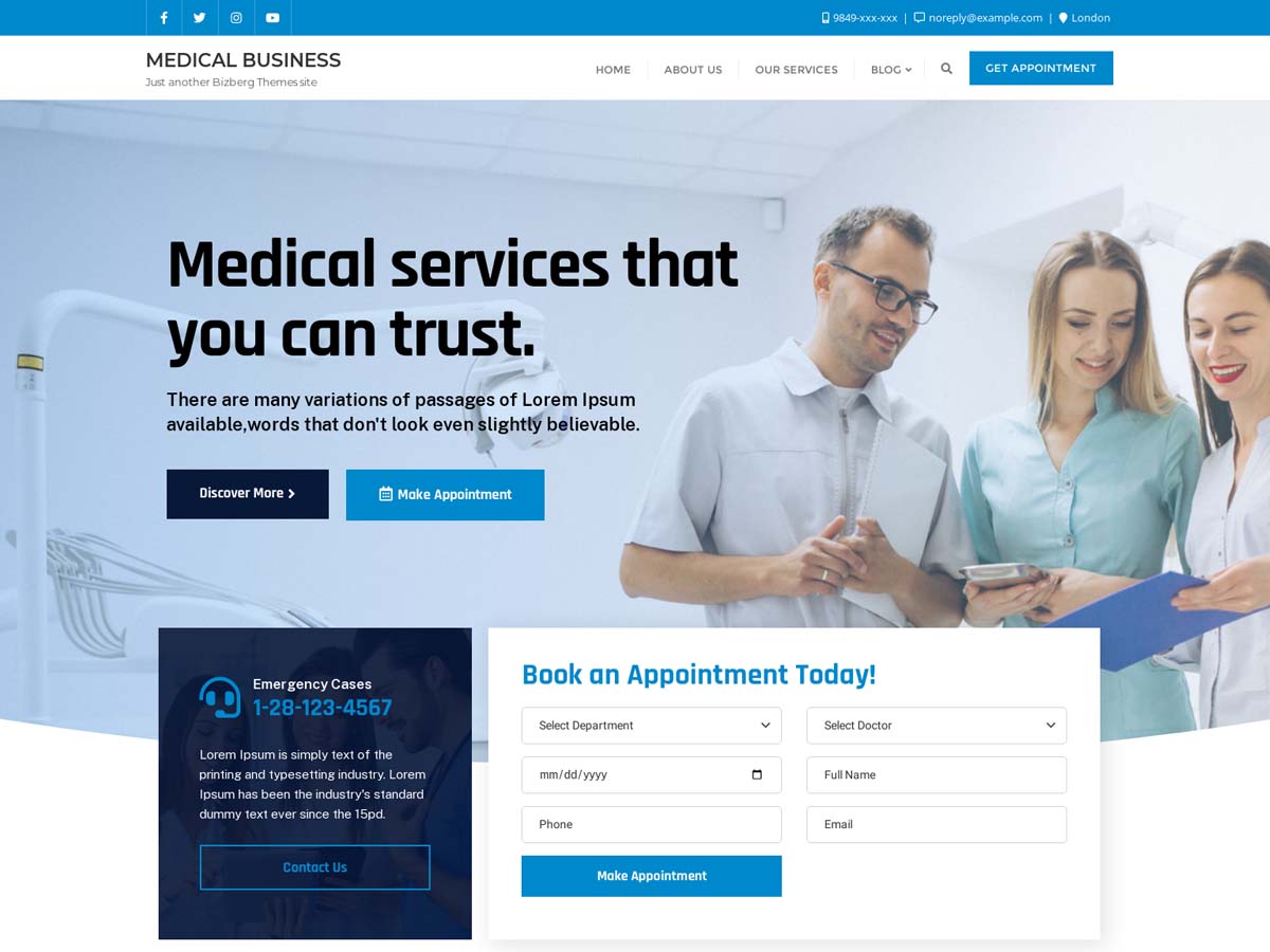 Medical Business Preview Wordpress Theme - Rating, Reviews, Preview, Demo & Download
