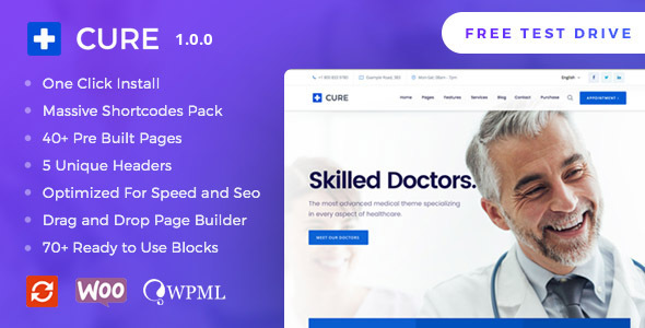 Medical Cure Preview Wordpress Theme - Rating, Reviews, Preview, Demo & Download