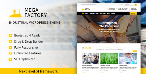 Mega Factory Preview Wordpress Theme - Rating, Reviews, Preview, Demo & Download