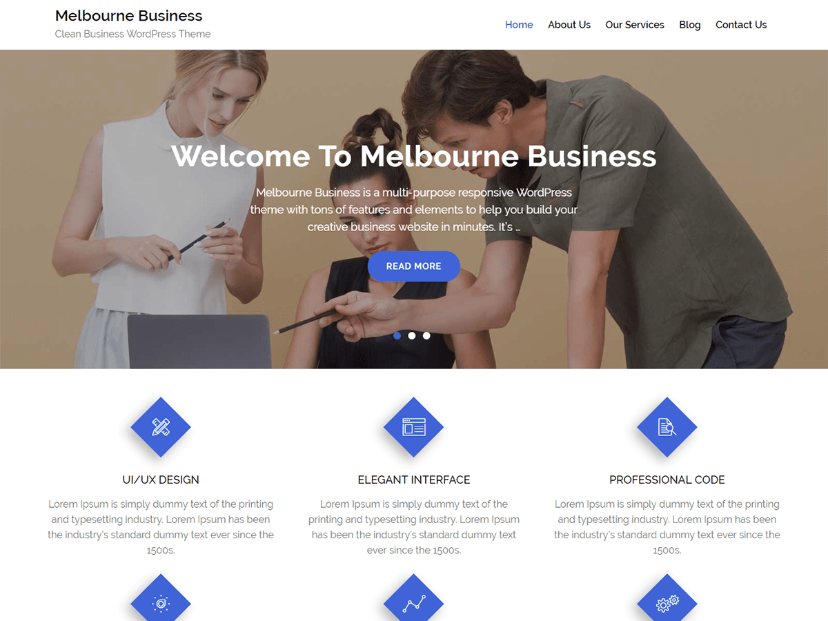 Melbourne Business Preview Wordpress Theme - Rating, Reviews, Preview, Demo & Download