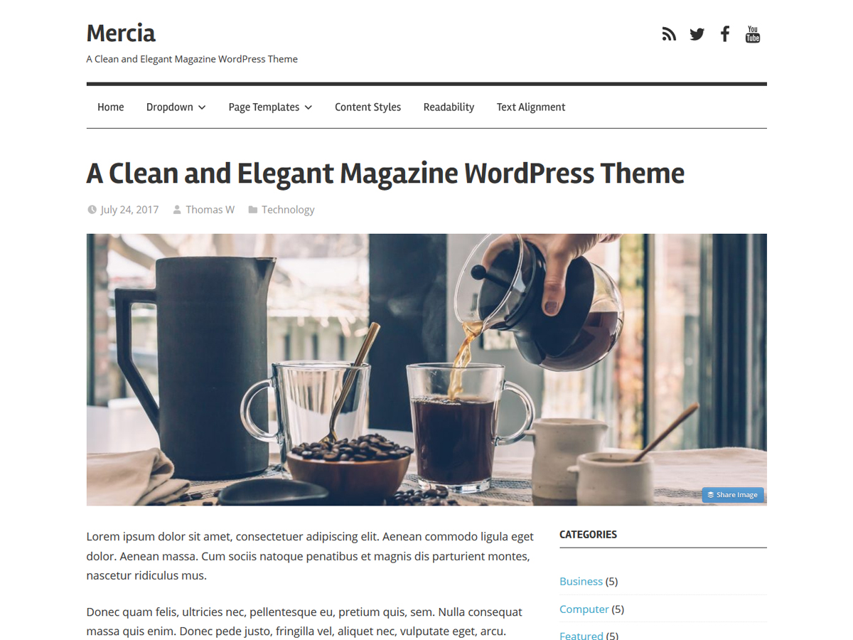 Mercia Preview Wordpress Theme - Rating, Reviews, Preview, Demo & Download