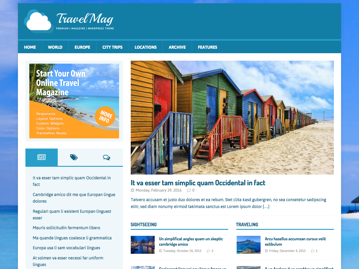 MH TravelMag Preview Wordpress Theme - Rating, Reviews, Preview, Demo & Download