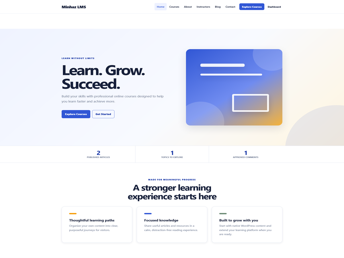 Minhaz LMS Preview Wordpress Theme - Rating, Reviews, Preview, Demo & Download