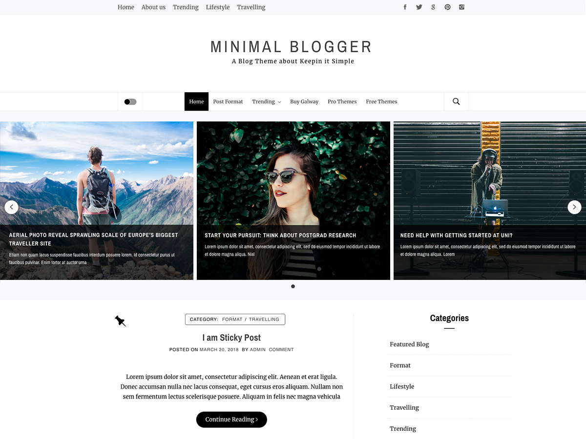 Minimal Blogger Preview Wordpress Theme - Rating, Reviews, Preview, Demo & Download