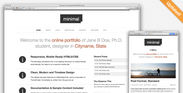 Minimal Wordpress Preview Wordpress Theme - Rating, Reviews, Preview, Demo & Download