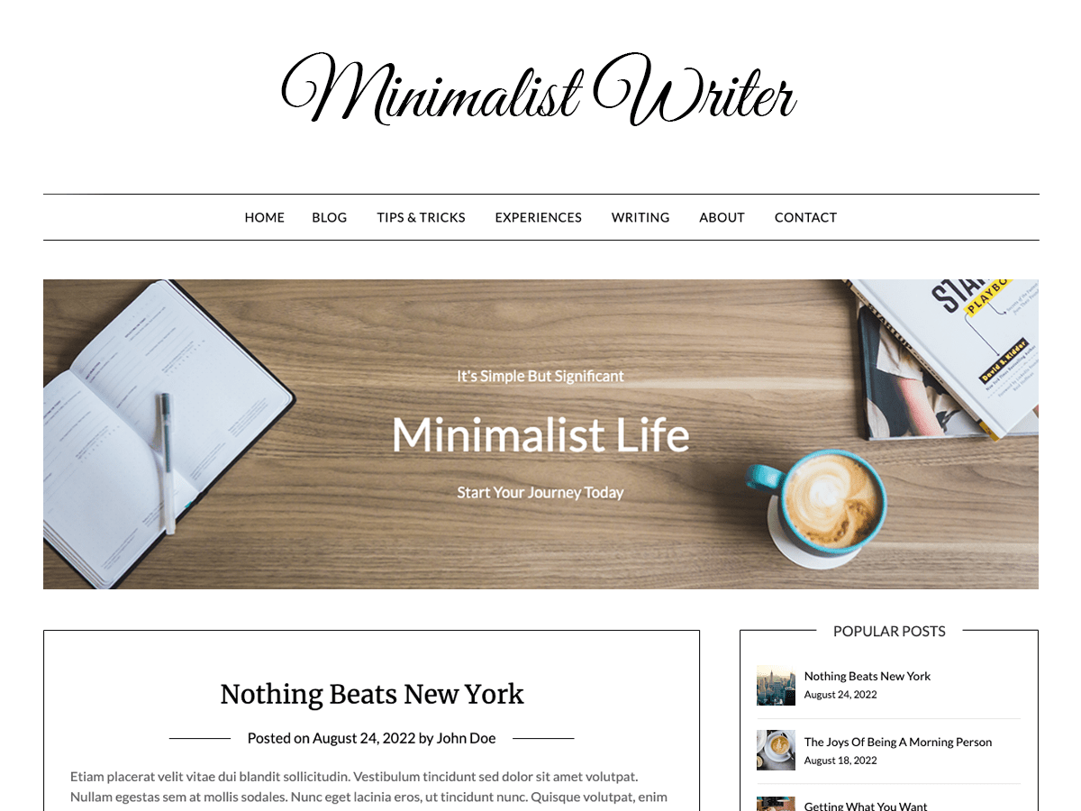 Minimalist Writer Preview Wordpress Theme - Rating, Reviews, Preview, Demo & Download