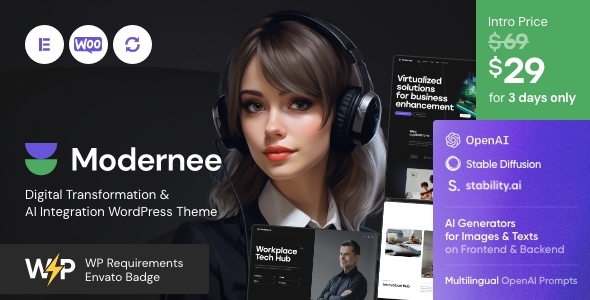 Modernee Preview Wordpress Theme - Rating, Reviews, Preview, Demo & Download