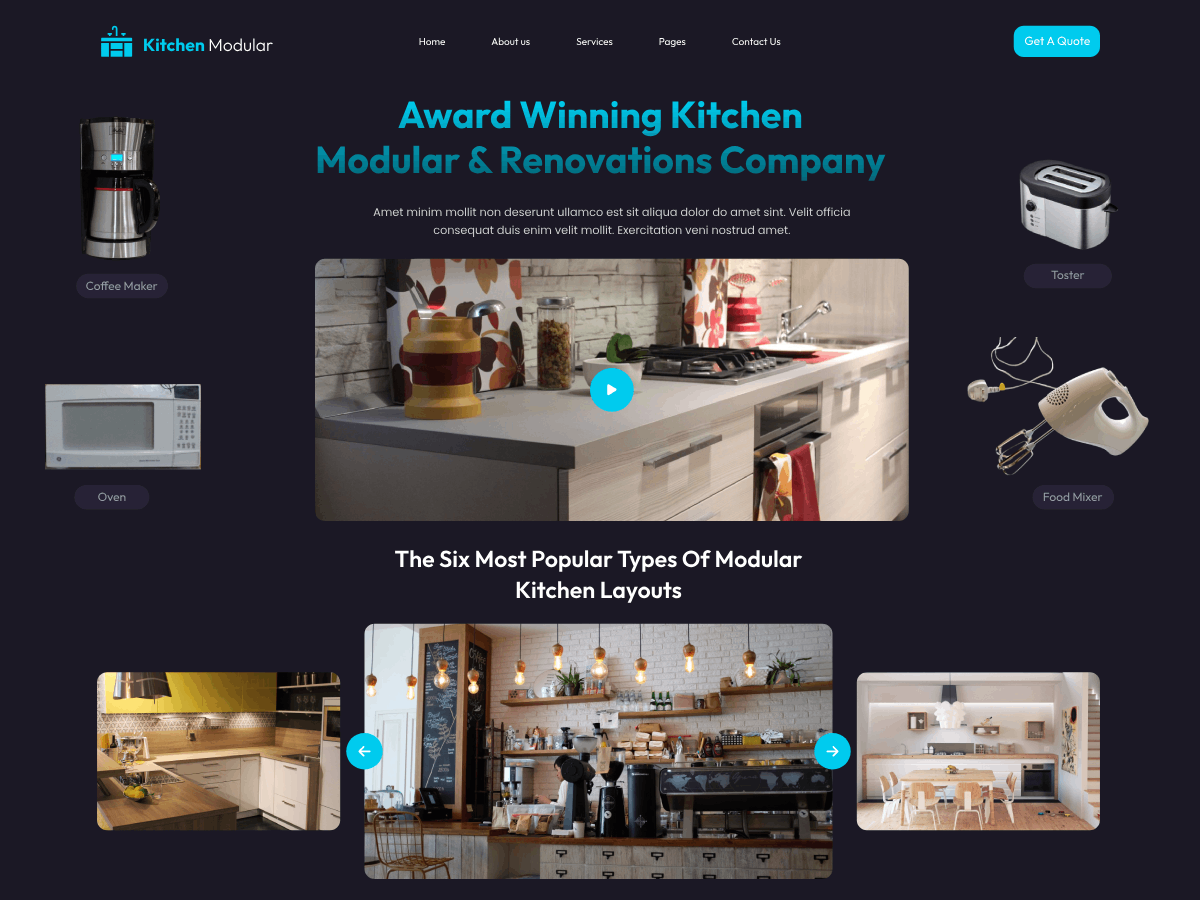 Modular Kitchen Preview Wordpress Theme - Rating, Reviews, Preview, Demo & Download