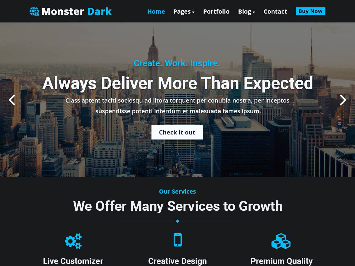Monster Dark Preview Wordpress Theme - Rating, Reviews, Preview, Demo & Download