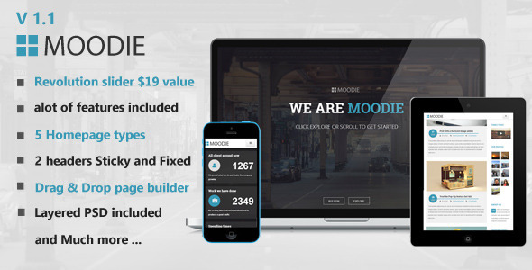 Moodie Multi Preview Wordpress Theme - Rating, Reviews, Preview, Demo & Download