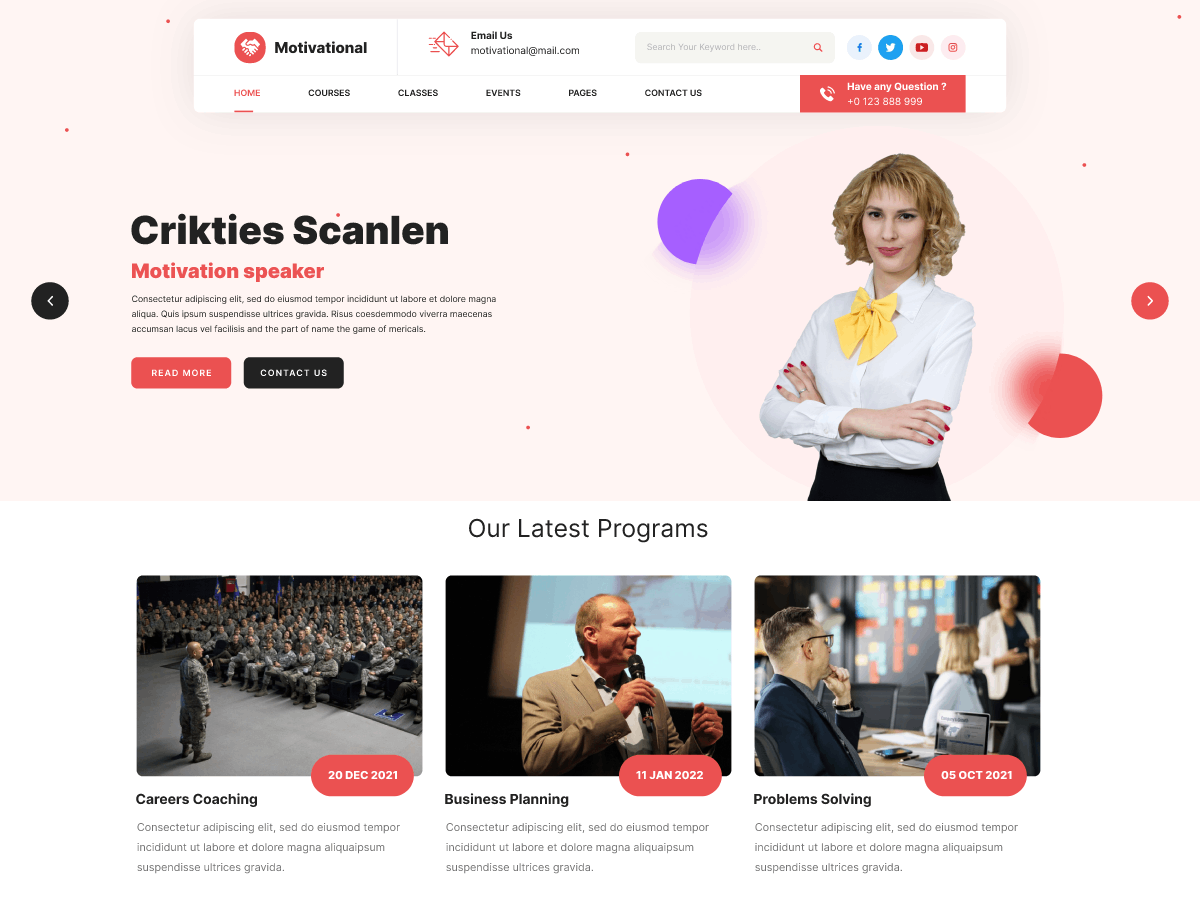 Motivational Speaker Preview Wordpress Theme - Rating, Reviews, Preview, Demo & Download