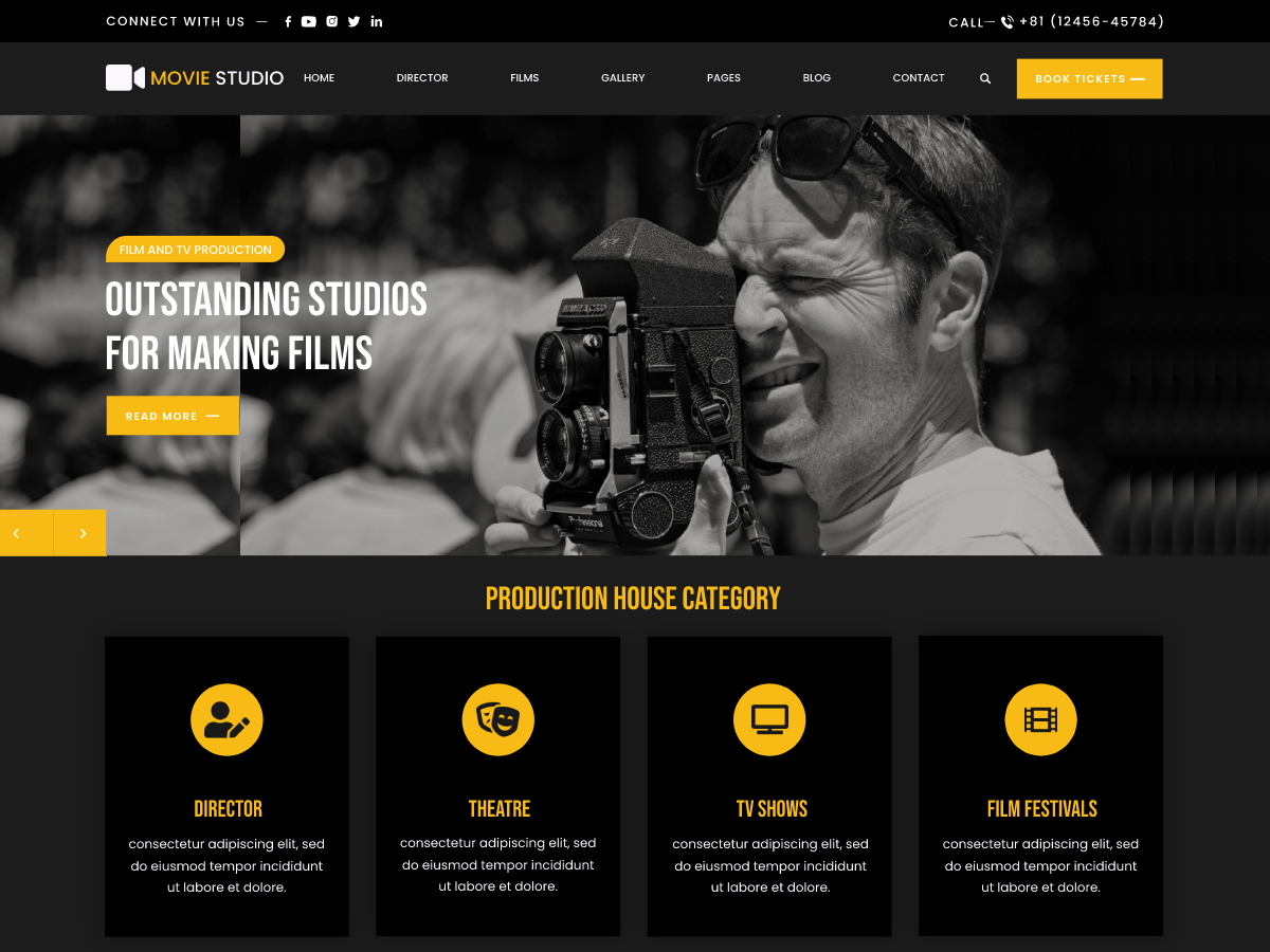 Movie Studio Preview Wordpress Theme - Rating, Reviews, Preview, Demo & Download