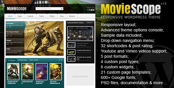 MovieScope Preview Wordpress Theme - Rating, Reviews, Preview, Demo & Download