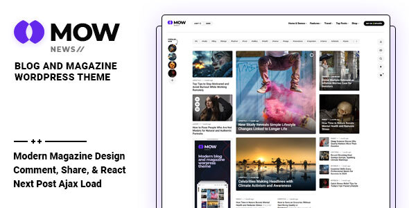 Mow Preview Wordpress Theme - Rating, Reviews, Preview, Demo & Download