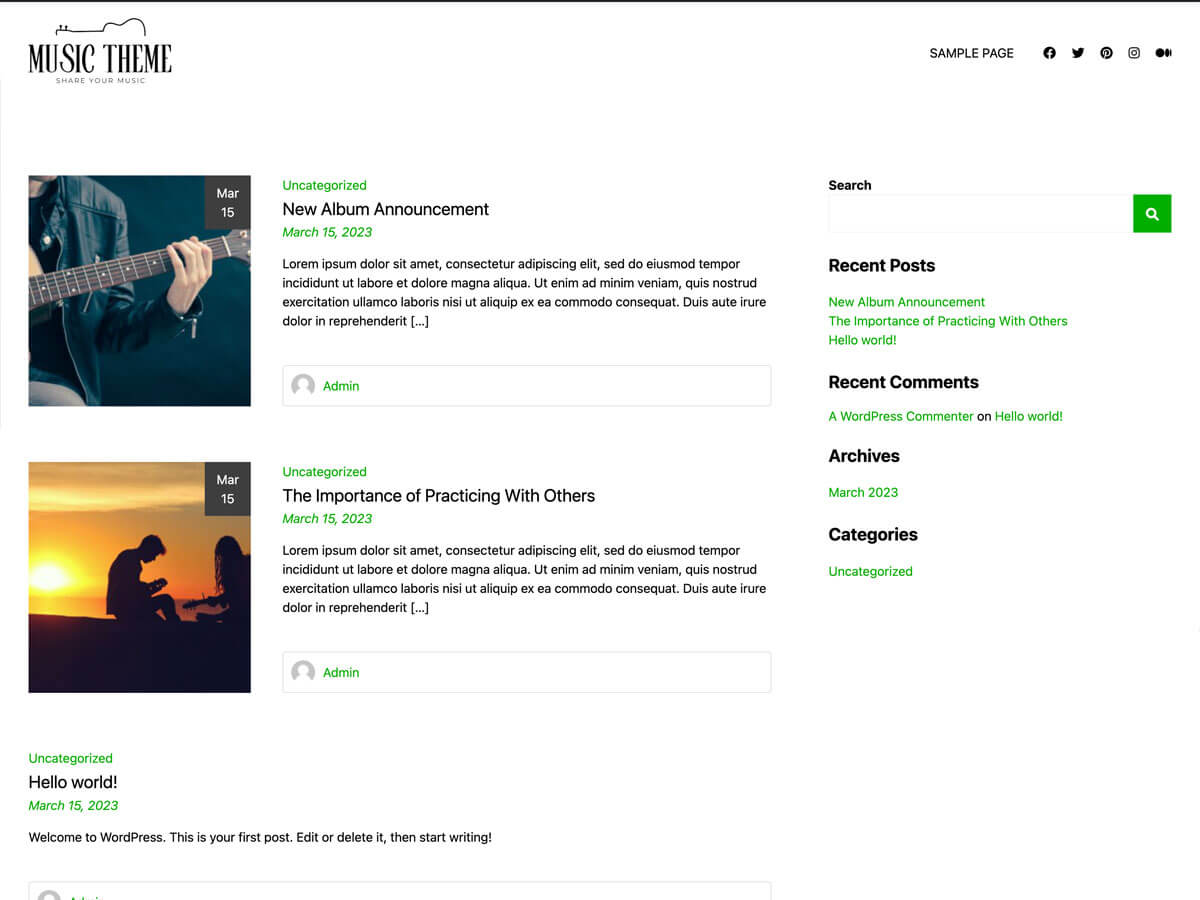 Music Blog Preview Wordpress Theme - Rating, Reviews, Preview, Demo & Download