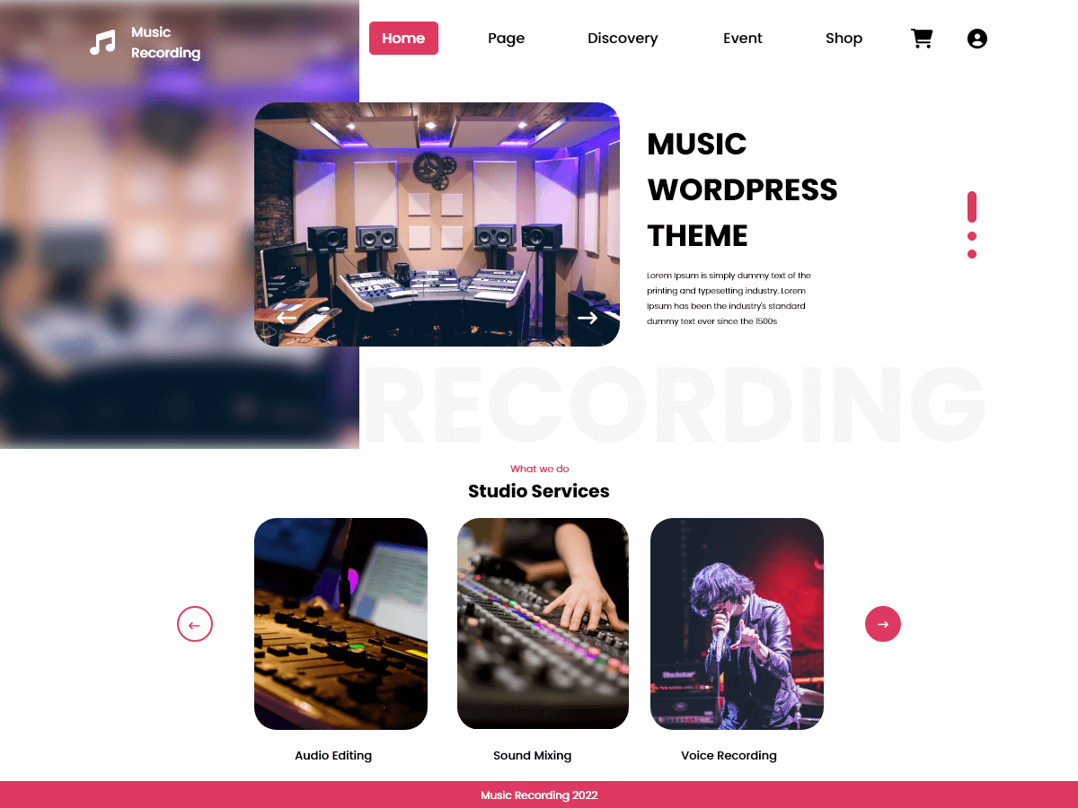Music Recording Preview Wordpress Theme - Rating, Reviews, Preview, Demo & Download