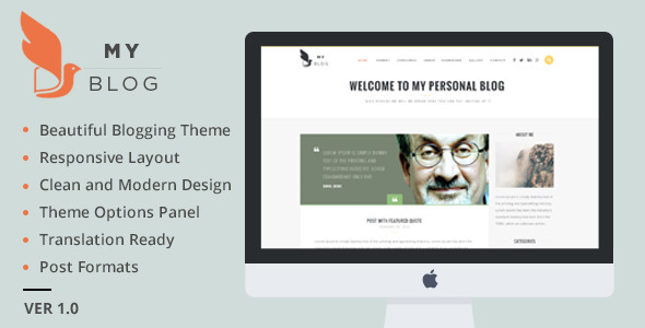 MyBlog Preview Wordpress Theme - Rating, Reviews, Preview, Demo & Download