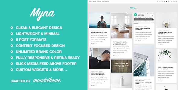Myna Preview Wordpress Theme - Rating, Reviews, Preview, Demo & Download