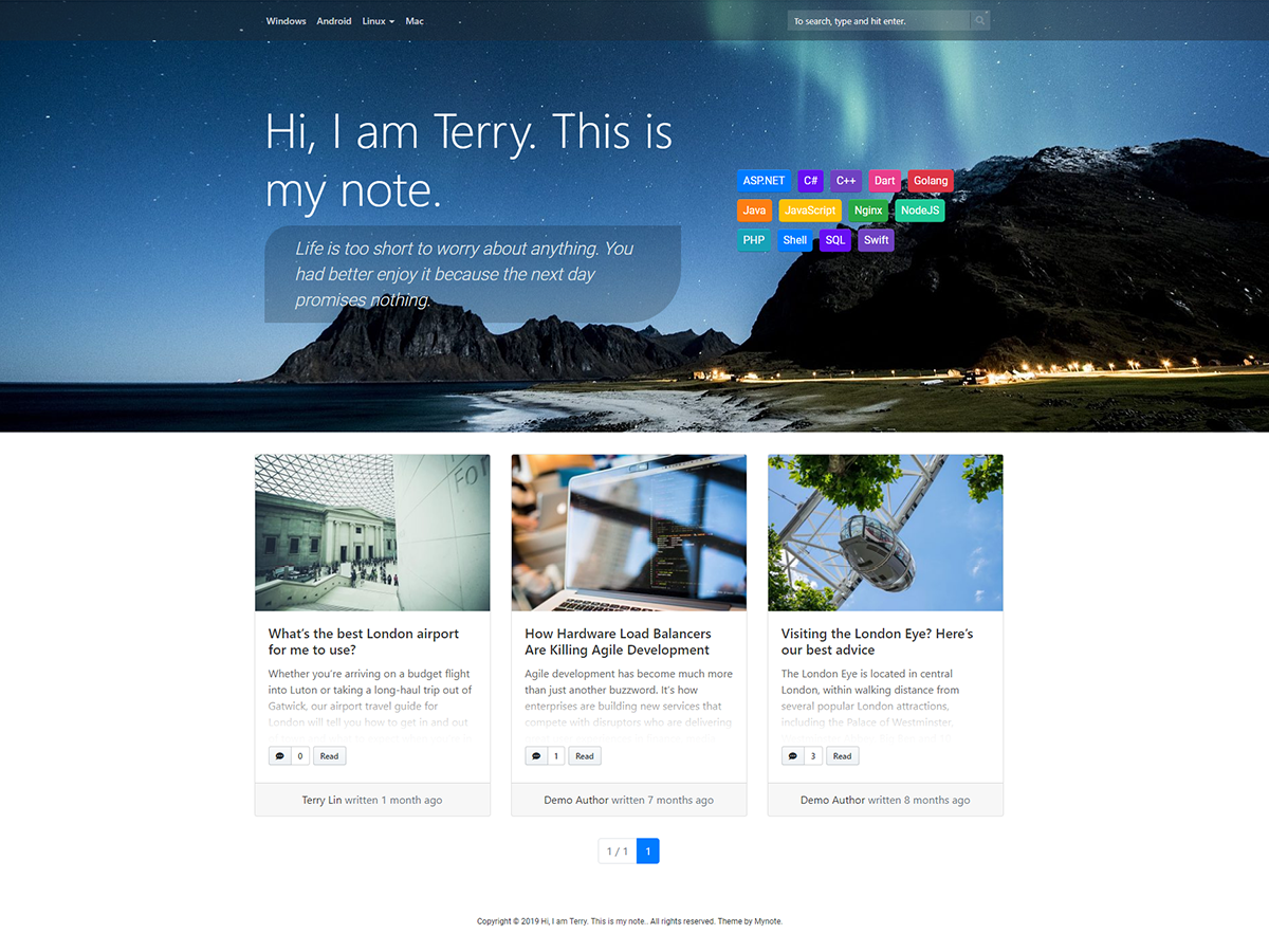 Mynote Preview Wordpress Theme - Rating, Reviews, Preview, Demo & Download