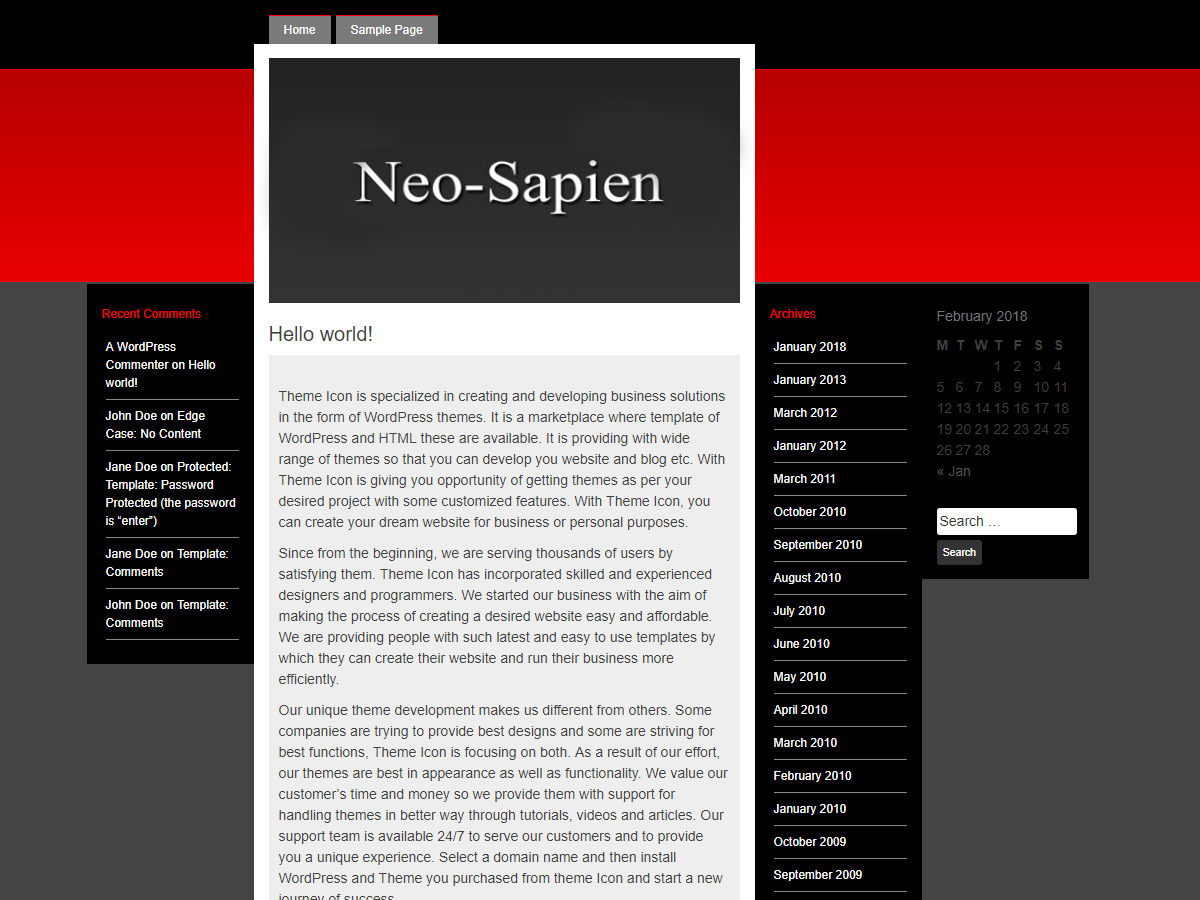Neo Sapien Preview Wordpress Theme - Rating, Reviews, Preview, Demo & Download